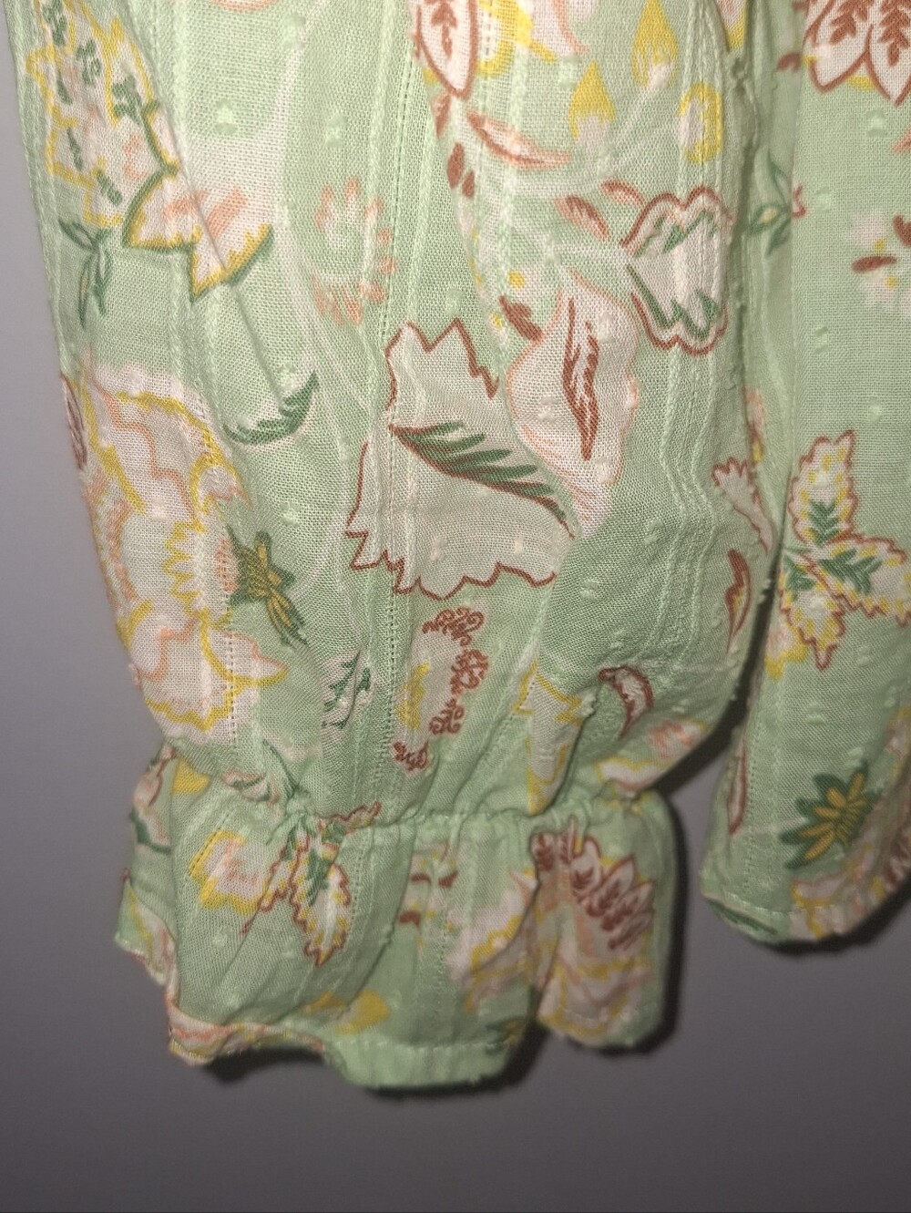 Torrid Peasant Sleeve Fairycore Top Size 1X Floral Green Cotton Plus Blouse - Picture 5 of 7